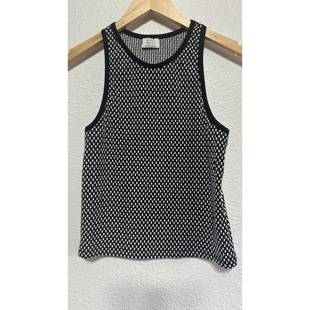 Zara Trafaluc Black White Textured Knit Tank Top Sleeveless Women's Size S
